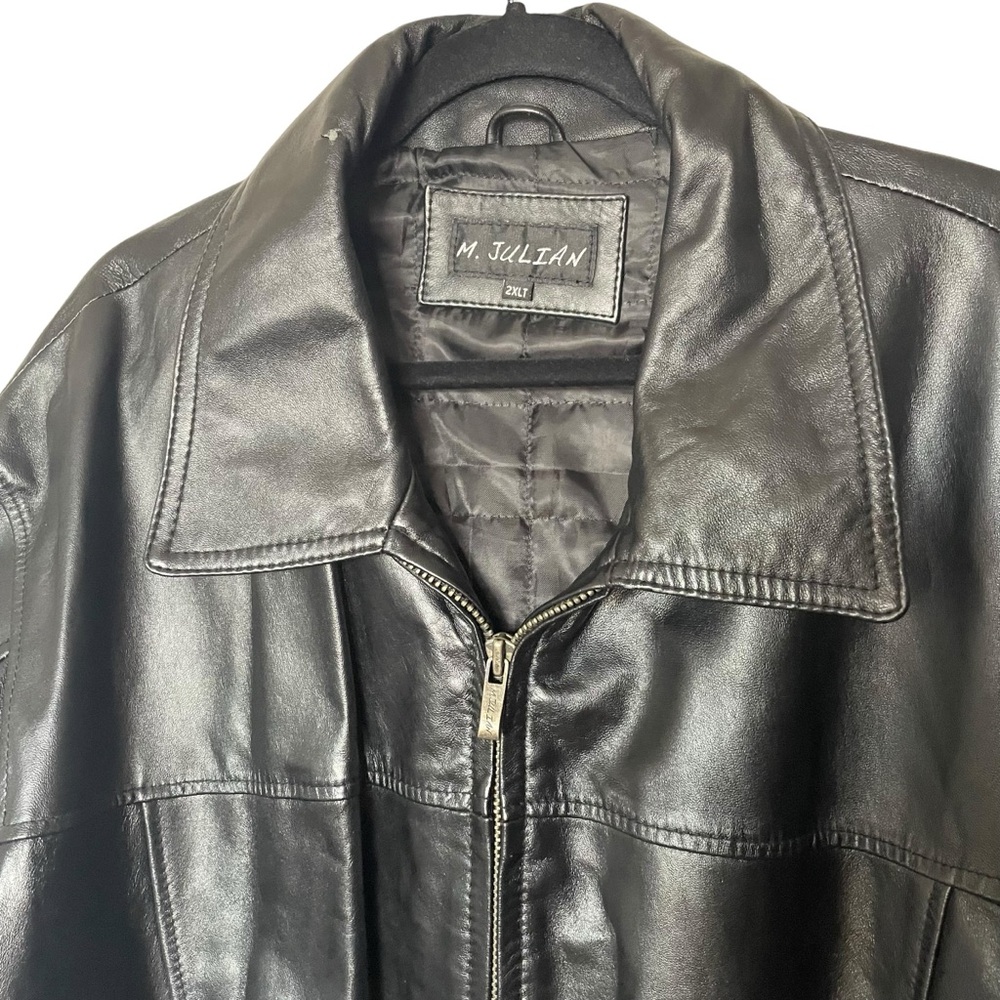 M. Julian Genuine Leather Black Mens Zip Up Jacket Size 2XL - Picture 4 of 16